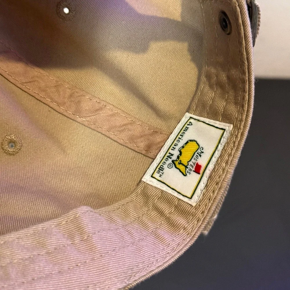 American Needle Masters 2018 Golf Tournament Hat Tan Khaki Cotton Adjustable Cap